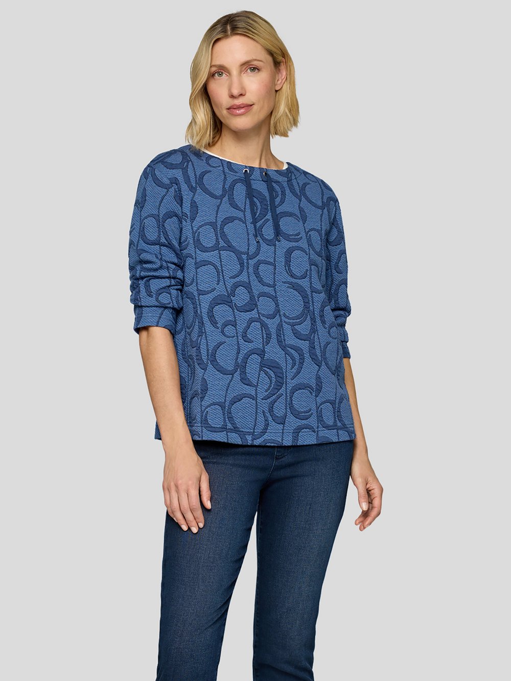 RABE T-Shirt Damen blau gemustert, 48