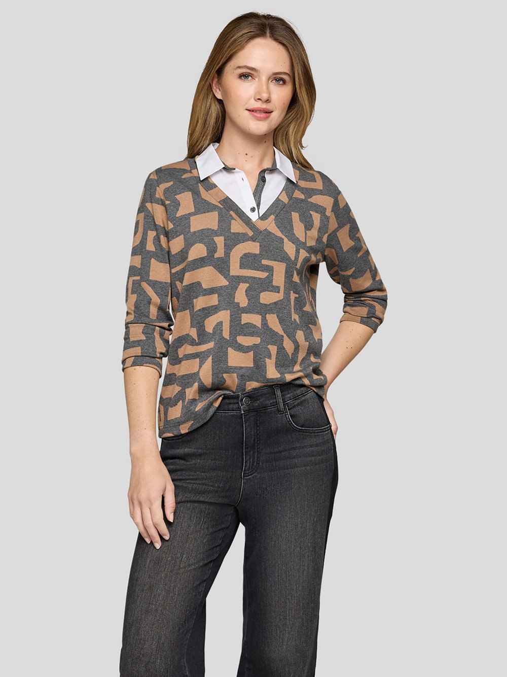 RABE T-Shirt Damen grau gemustert, 44