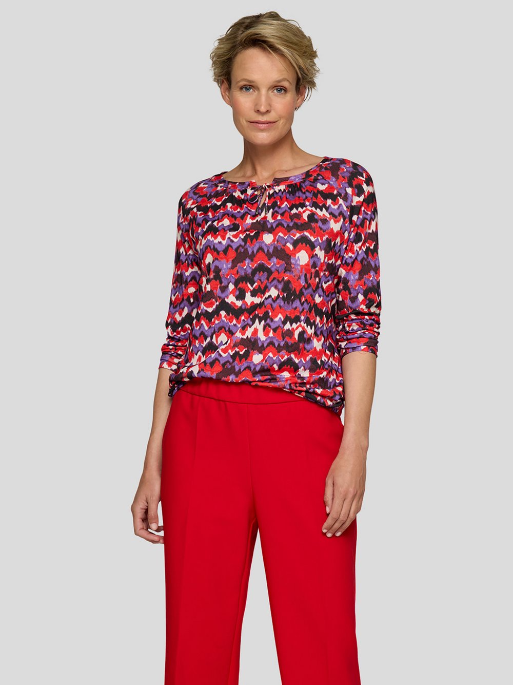 RABE T-Shirt Damen Baumwolle rot gemustert, 52