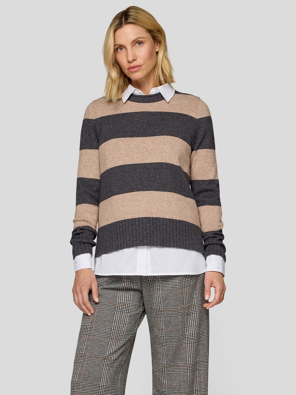 RABE Pullover Damen Wolle grau gestreift, 44