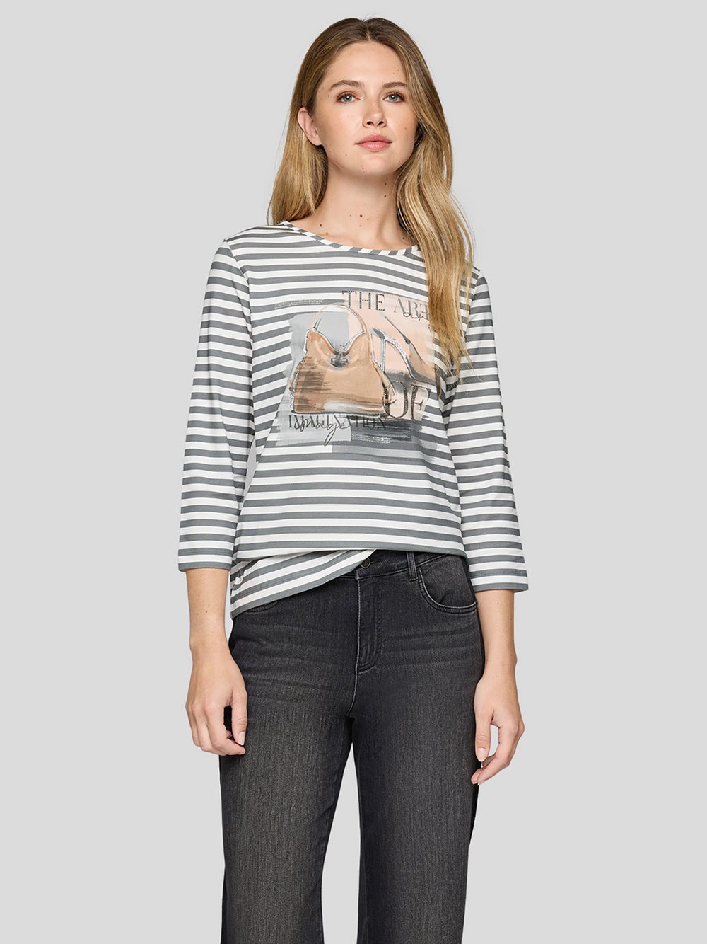 Thumbnail - RABE T-Shirt Damen Baumwolle grau gemustert, 42