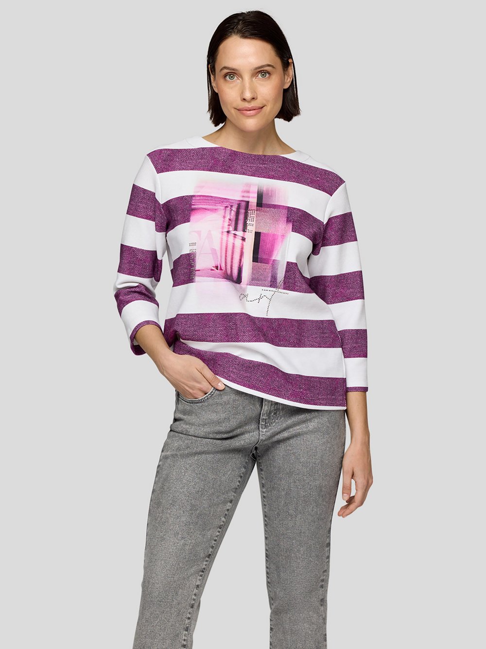 RABE T-Shirt Damen Baumwolle lila gemustert, 44