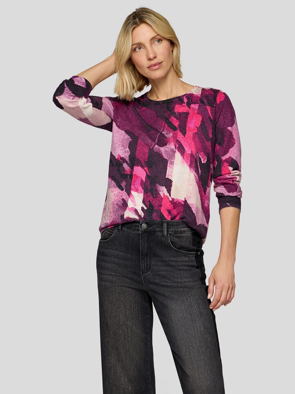 RABE Pullover Damen Viskose lila gemustert, 40