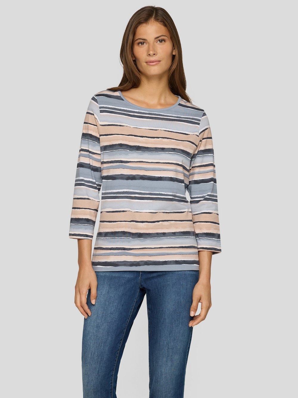 RABE T-Shirt Damen Baumwolle grau gemustert, 44