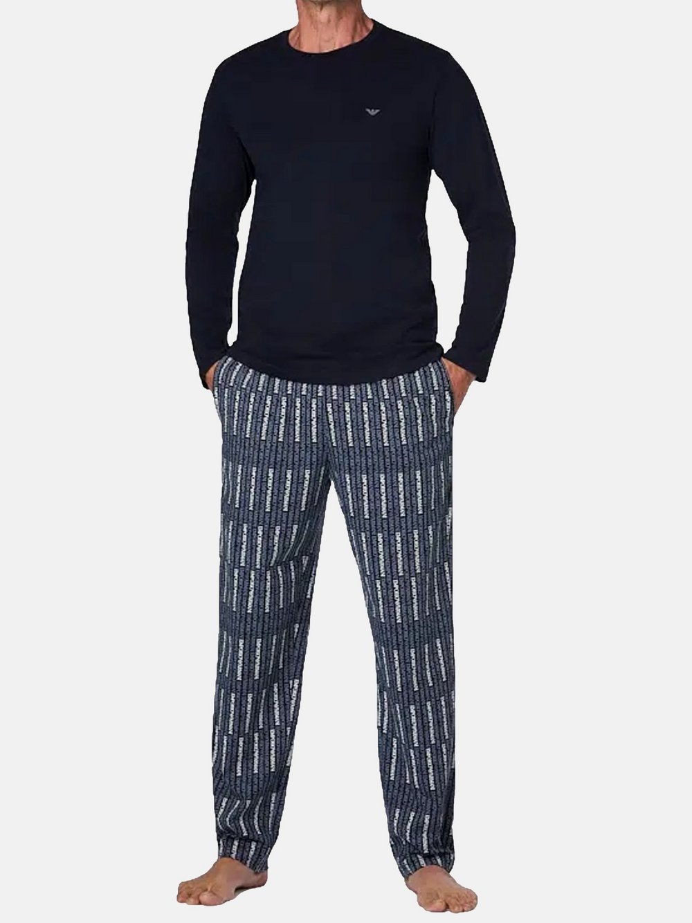 Emporio Armani Schlafanzug Herren Baumwolle blau bedruckt, L