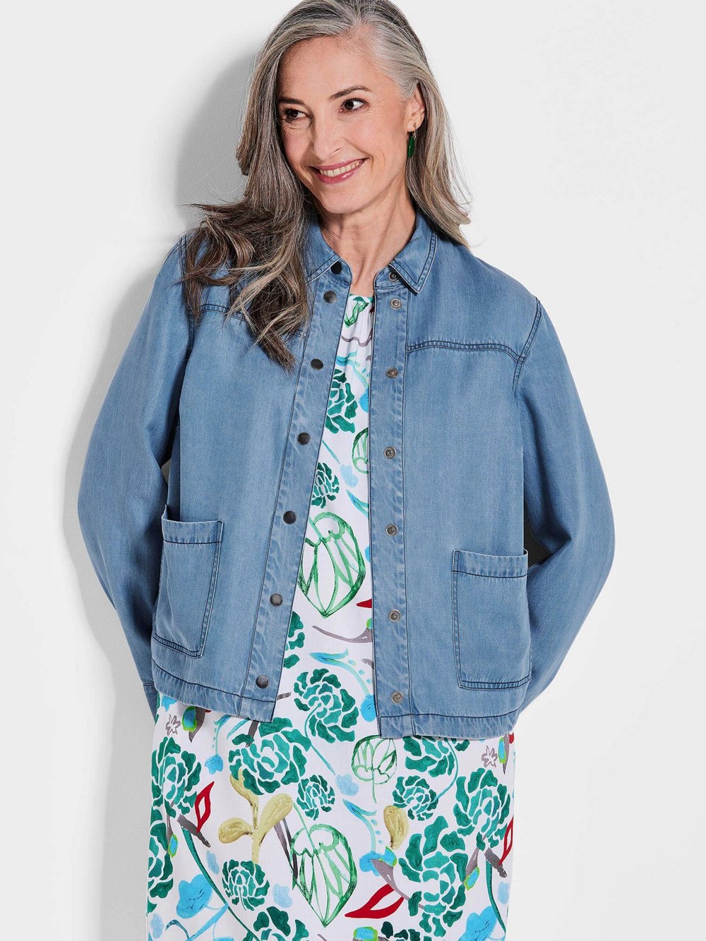 Goldner Hemdjacke Damen Lyocell blau, 40