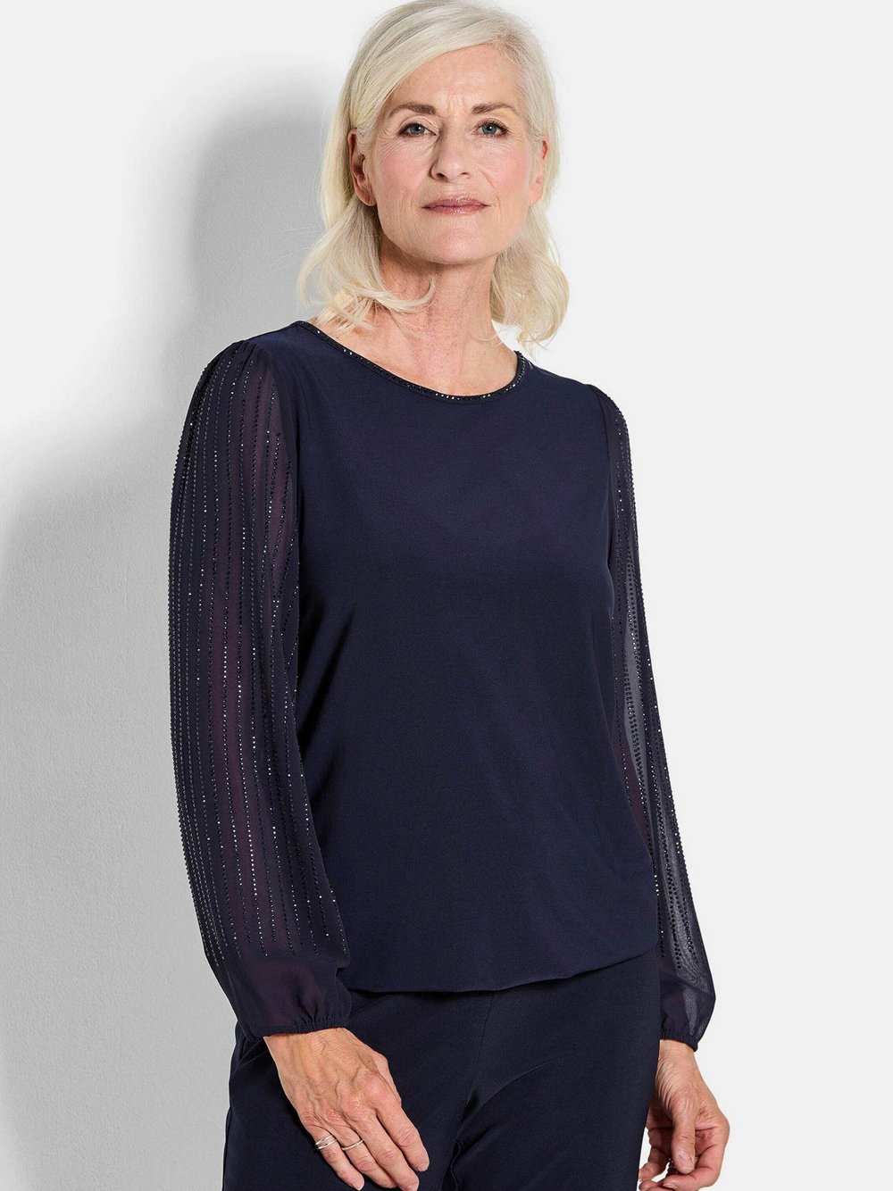 Goldner Chiffonbluse Damen blau, 42