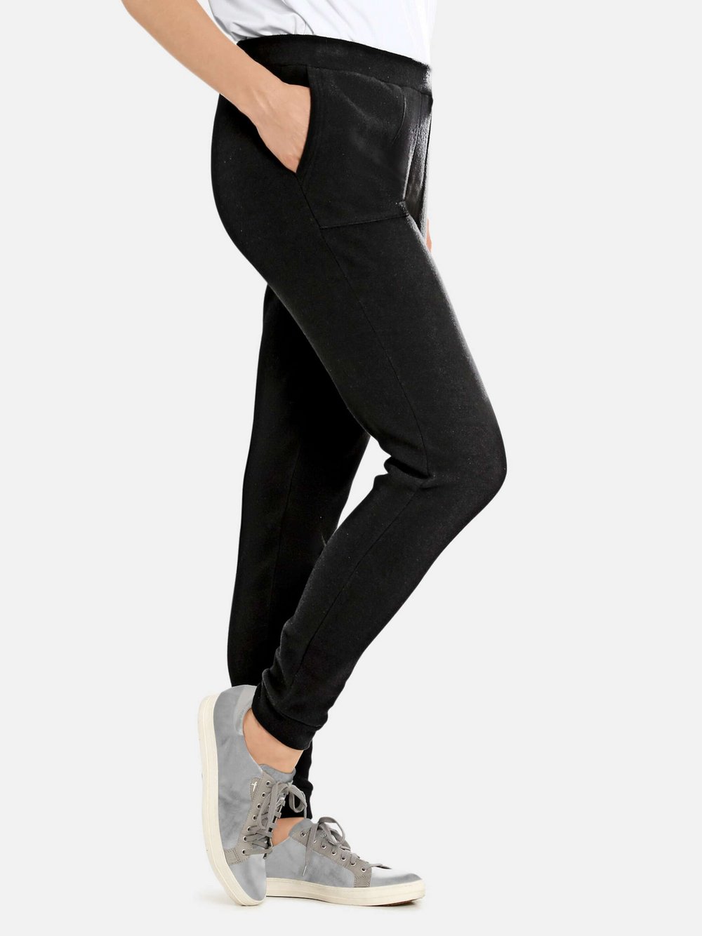 Goldner Loungehose Damen Baumwolle schwarz, 54