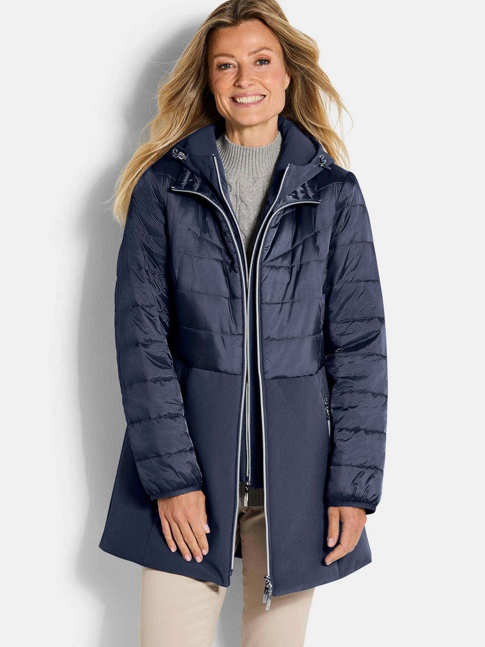 Goldner Steppmantel Damen blau, 44