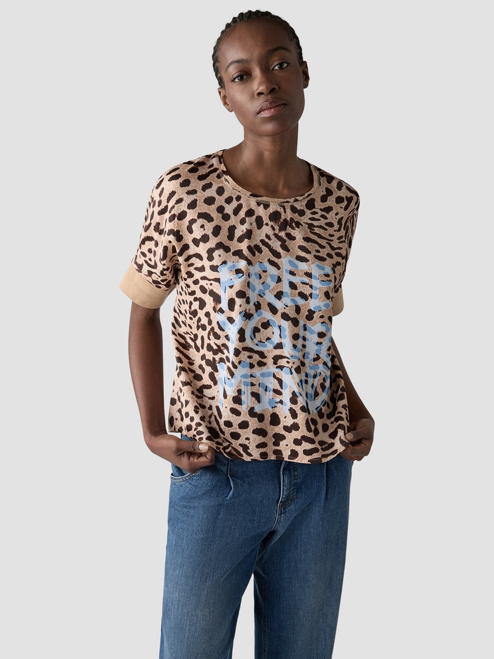 LCMT Bluse Damen Viskose braun gemustert, 36