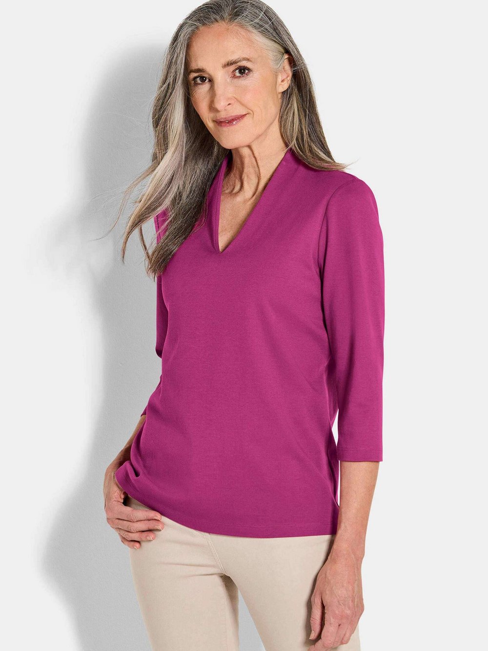 Goldner Shirt Damen Baumwolle lila, 42