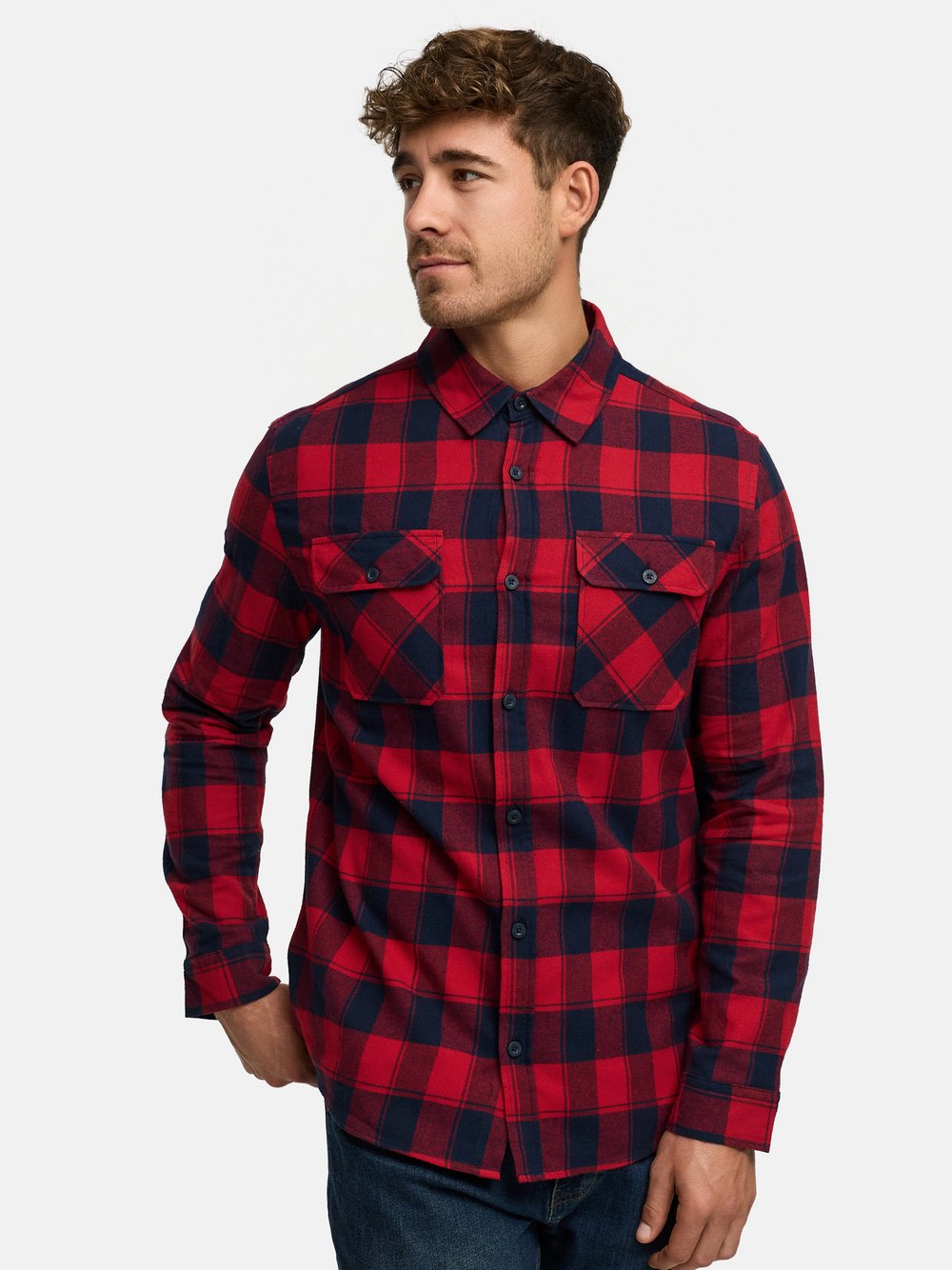 Indicode Hemd Langarm Herren Regular Fit Baumwolle rot kariert, XXL