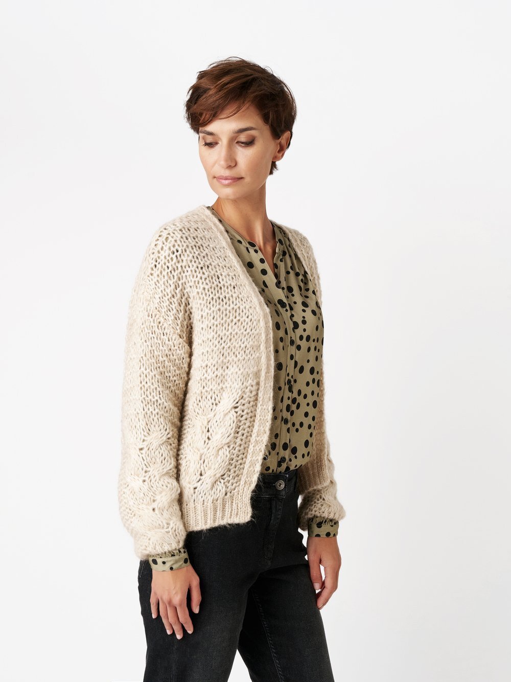 TONI Strickjacke Damen beige, S