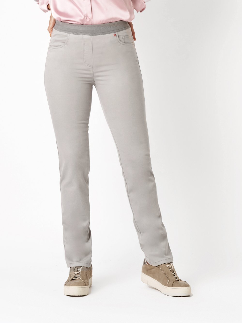 Thumbnail - Relaxed Hose Damen Baumwolle grau, 24
