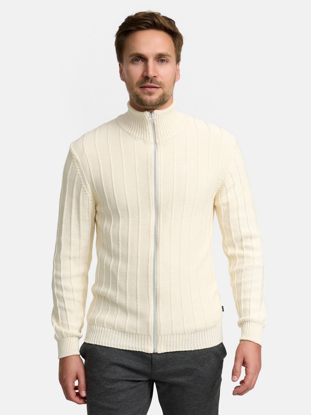 Jeff Strickjacke Herren Baumwolle weiß, L