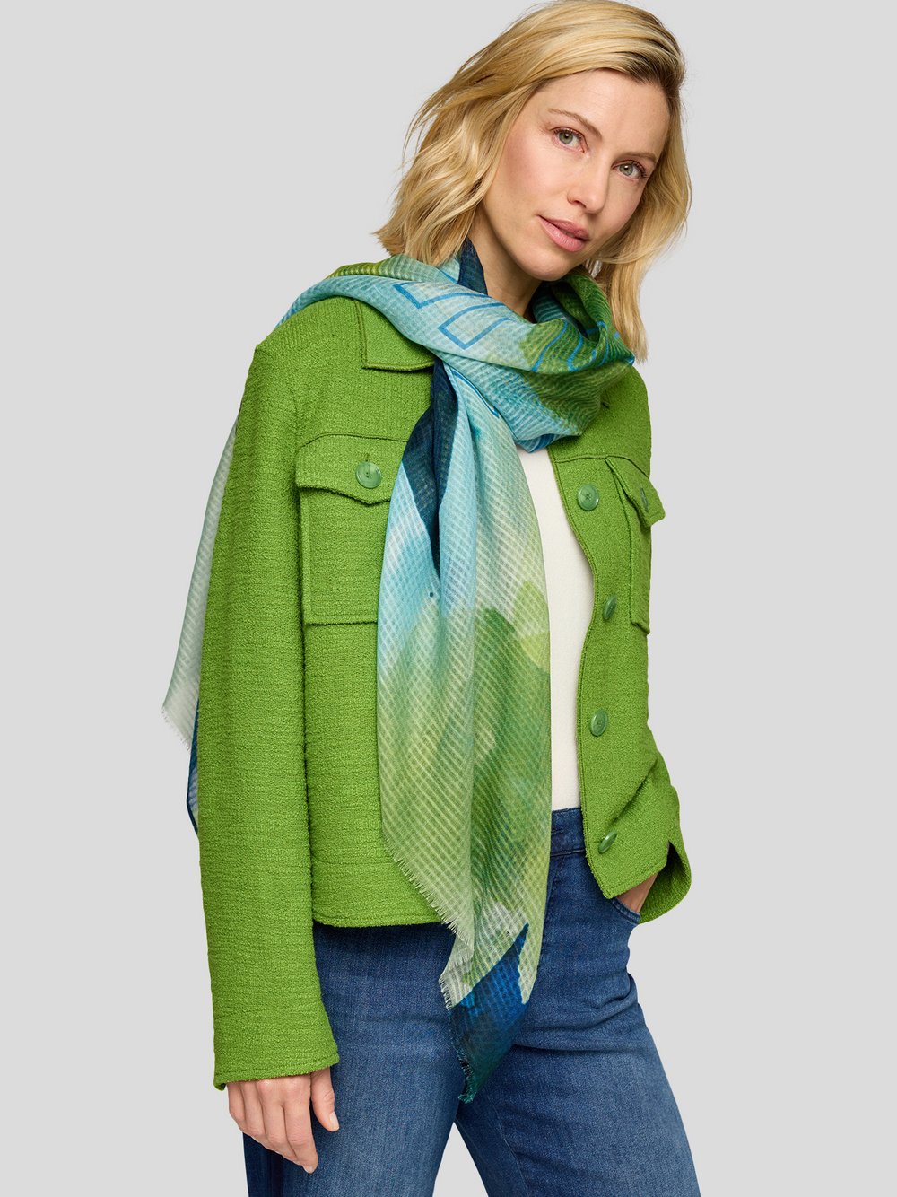 RABE Schal Damen blau gemustert, ONE SIZE