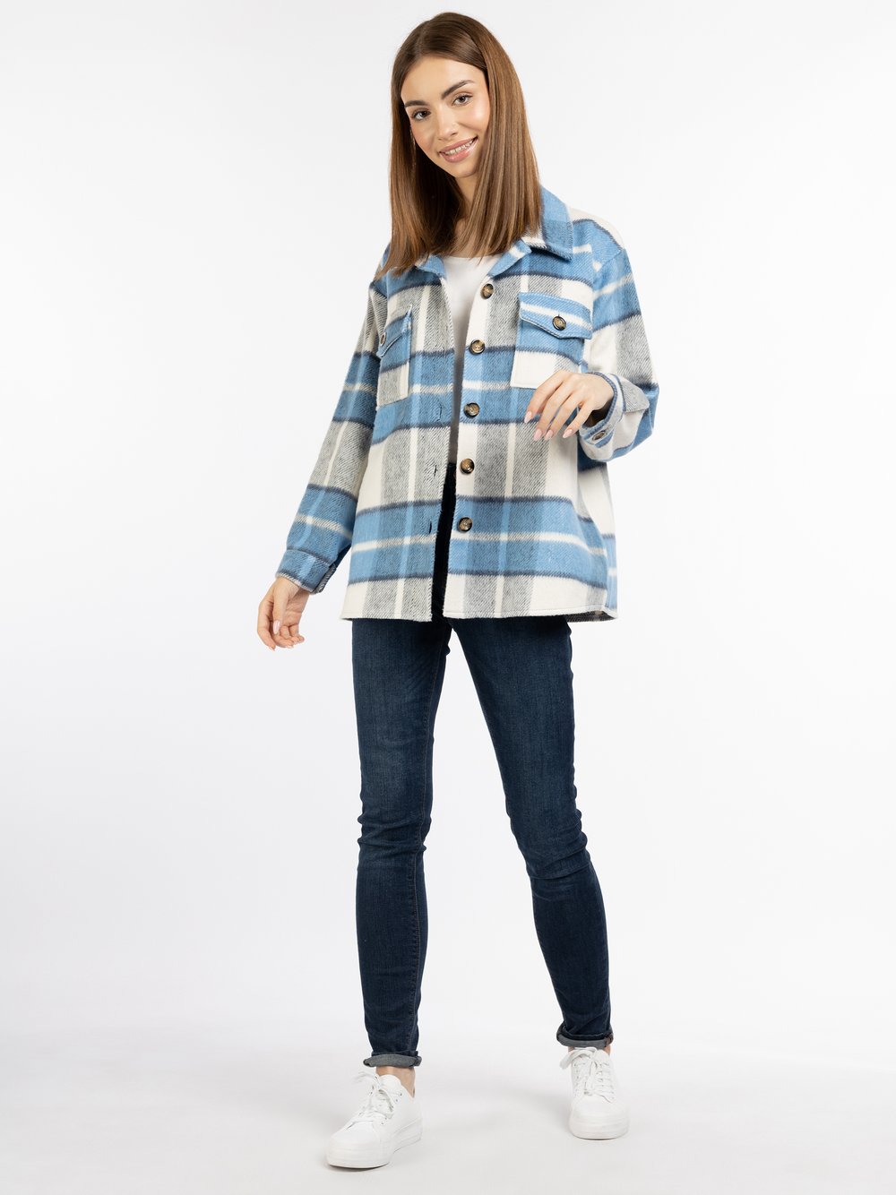 Thumbnail - MyMo Hemd Damen Baumwolle blau kariert, S