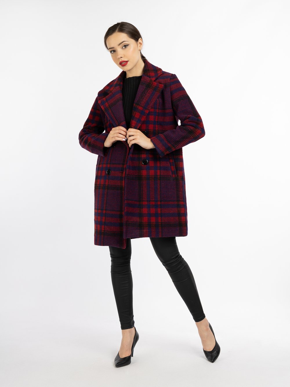 Faina Mantel Damen rot kariert, XS