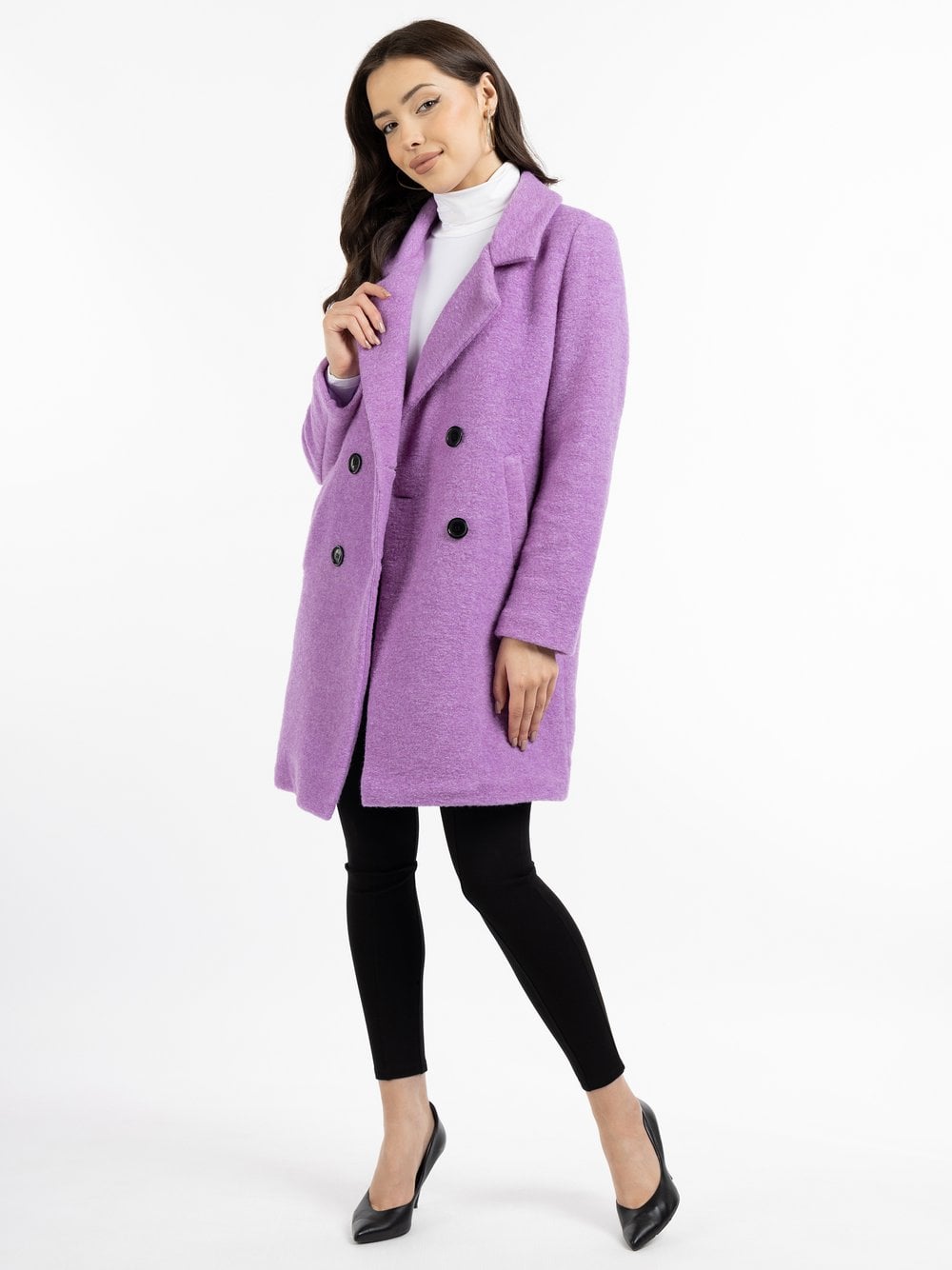 Faina Mantel Damen Wolle lila, M