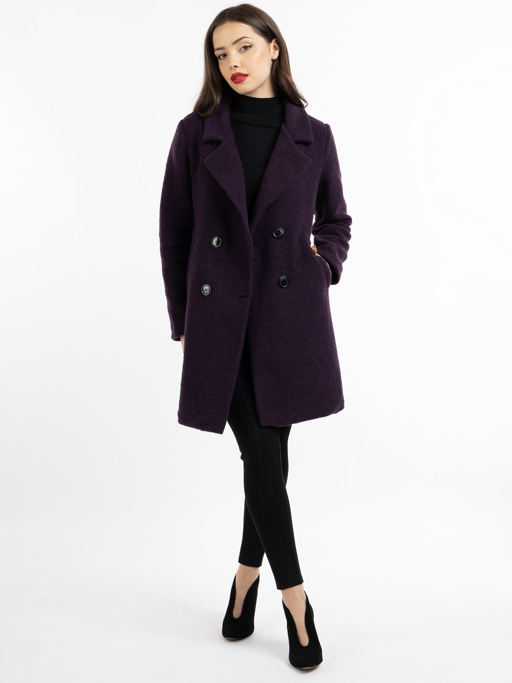 Faina Mantel Damen Wolle lila, XS