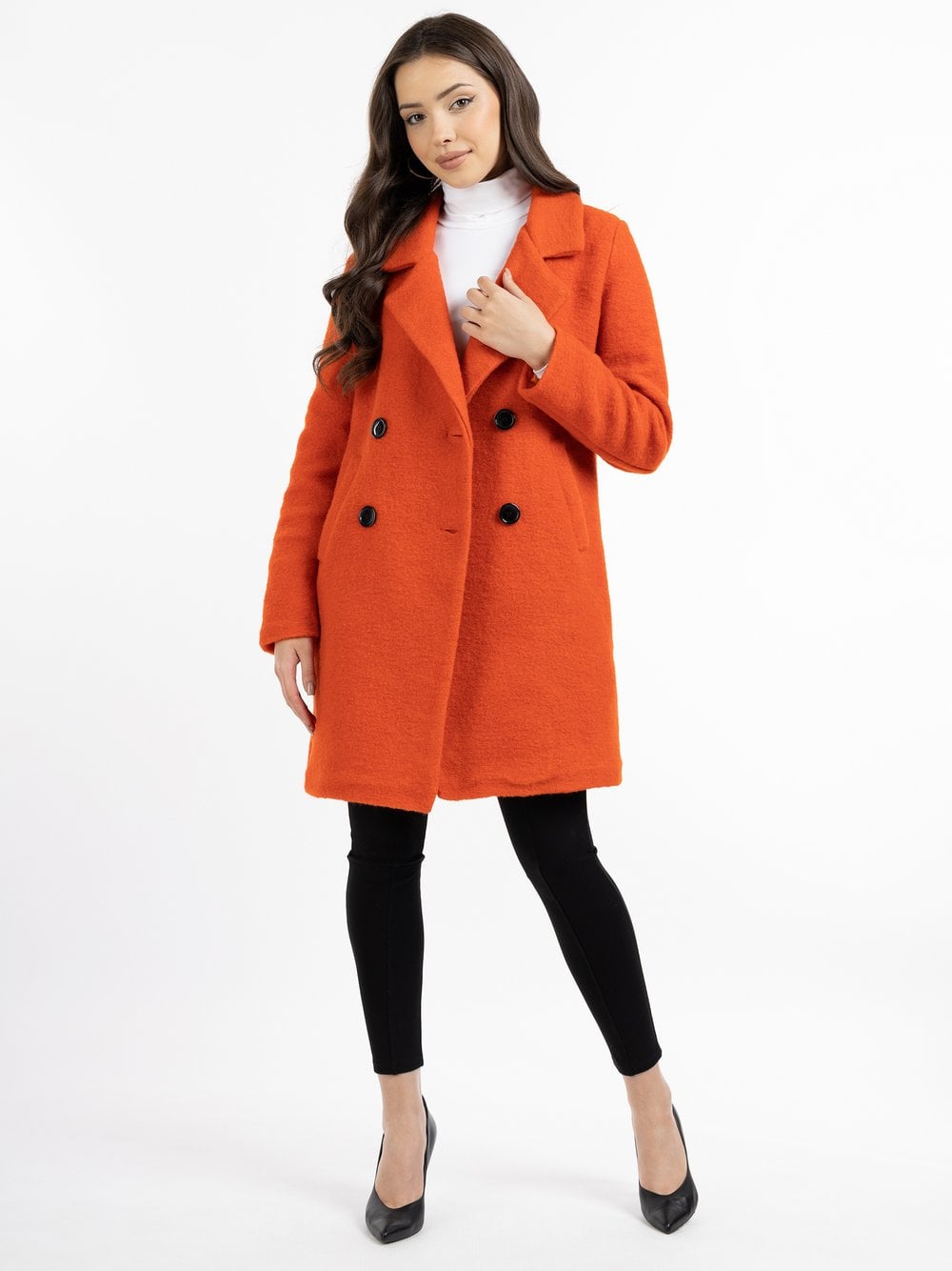 Faina Mantel Damen Wolle orange, XS