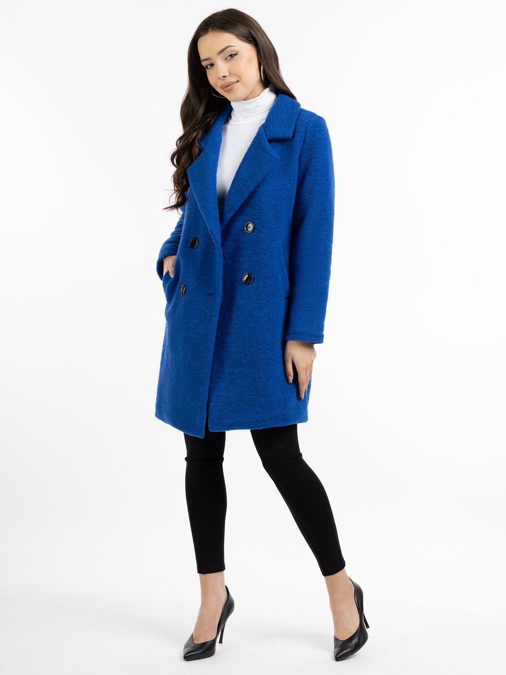 Faina Mantel Damen Wolle blau, M