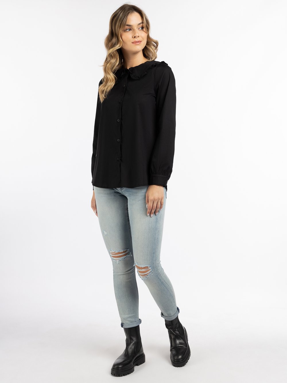 Dreimaster Bluse Damen Baumwolle schwarz, M