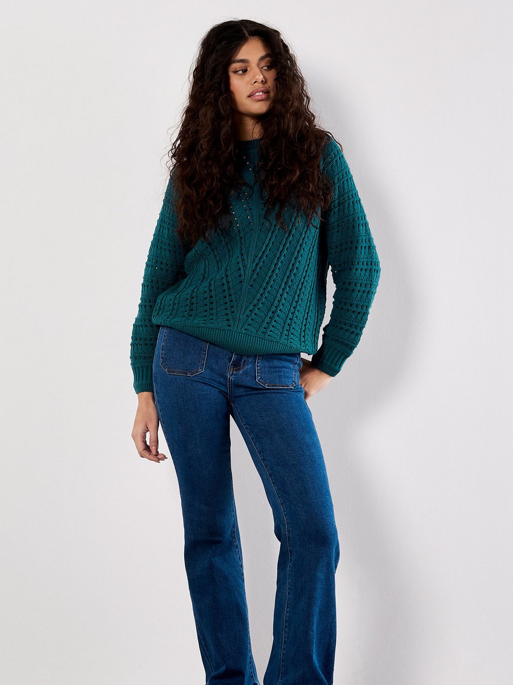 Thumbnail - Apricot Pullover Damen Baumwolle grün, 36