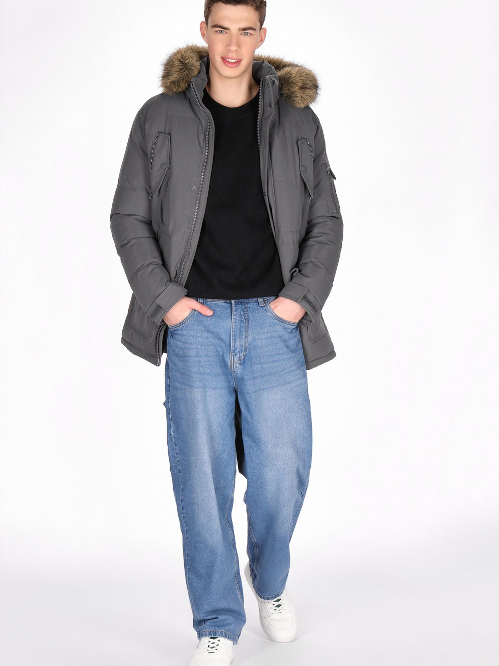 Mo Mantel Herren grau, XL