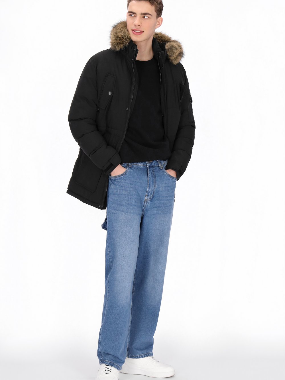 Mo Mantel Herren schwarz, M