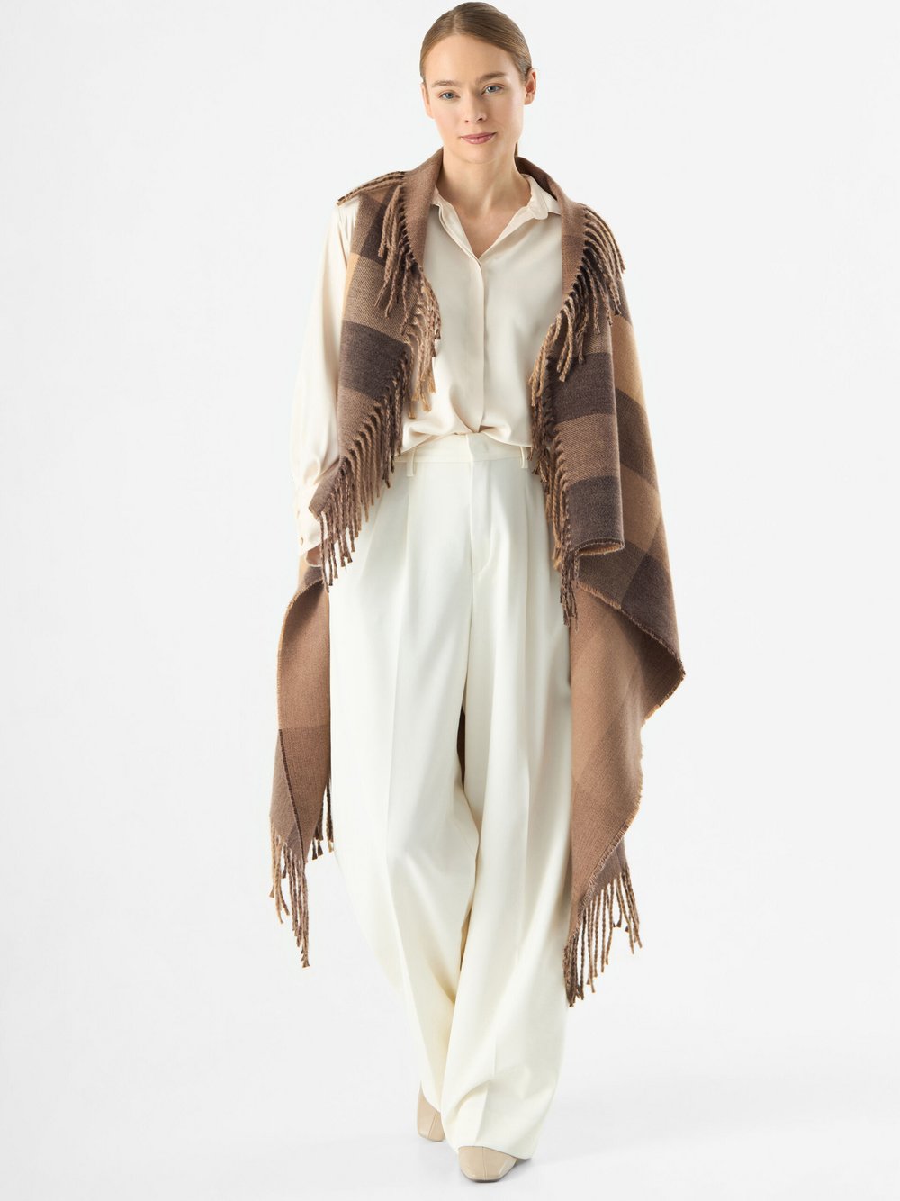 Thumbnail - Codello Cape Damen braun kariert, ONE SIZE