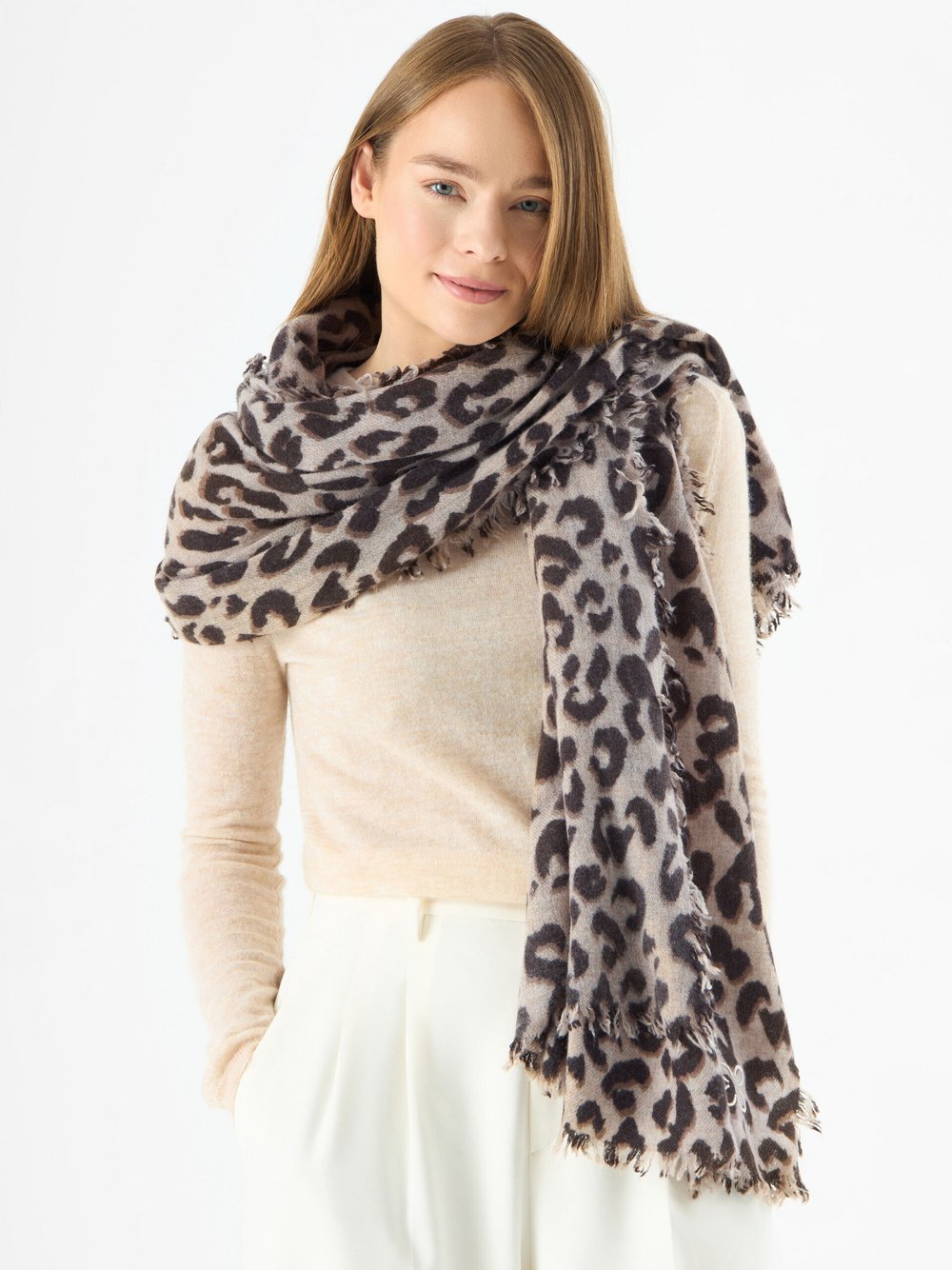 Codello Schal Damen Wolle beige bedruckt, ONE SIZE