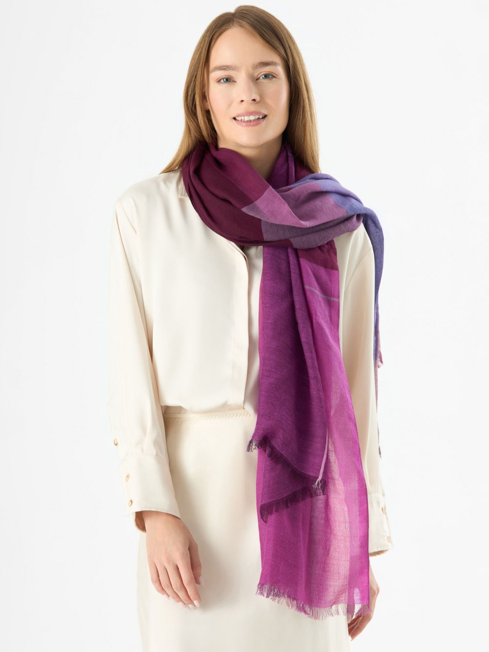 Codello Schal Damen Wolle lila gemustert, ONE SIZE