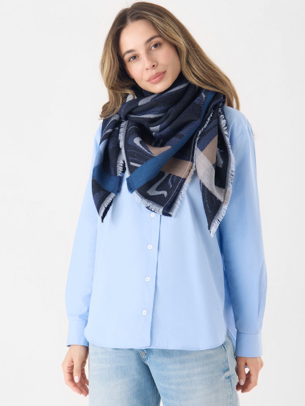 Thumbnail - Codello Tuch Damen blau gemustert, ONE SIZE