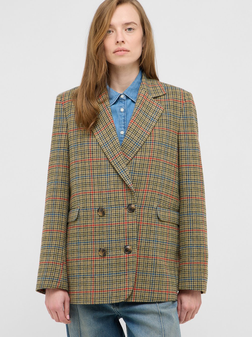 Mustang Blazer Damen beige kariert, S