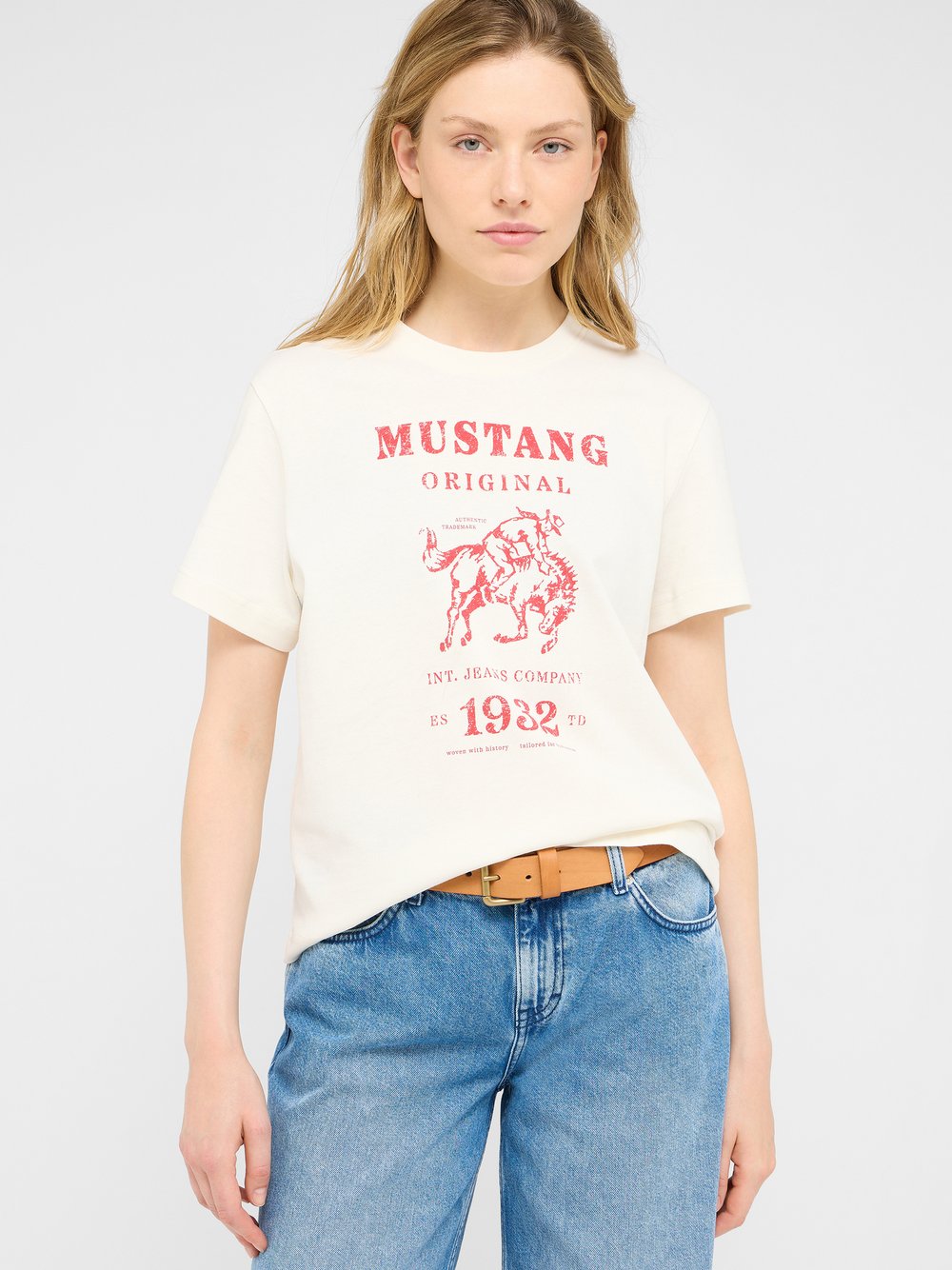 Thumbnail - Mustang T-Shirt Damen Baumwolle weiß, XL