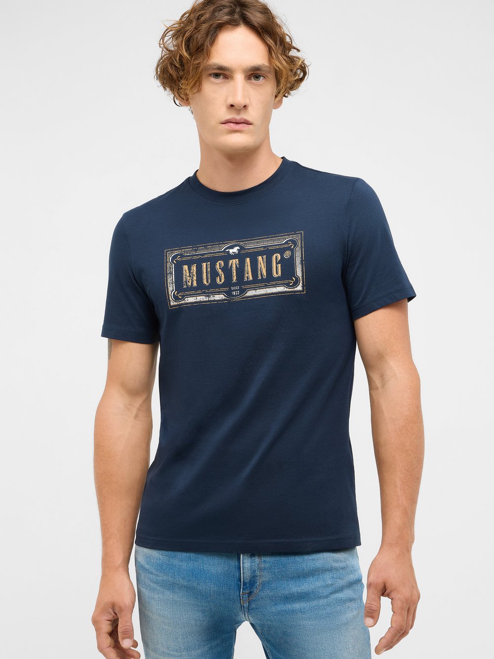 Thumbnail - Mustang T-Shirt Herren Baumwolle blau, XXL