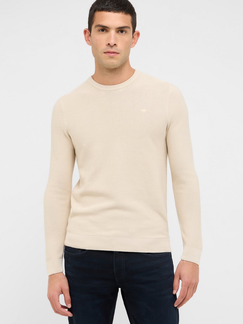 Mustang Strickpullover Herren Baumwolle beige, XXL
