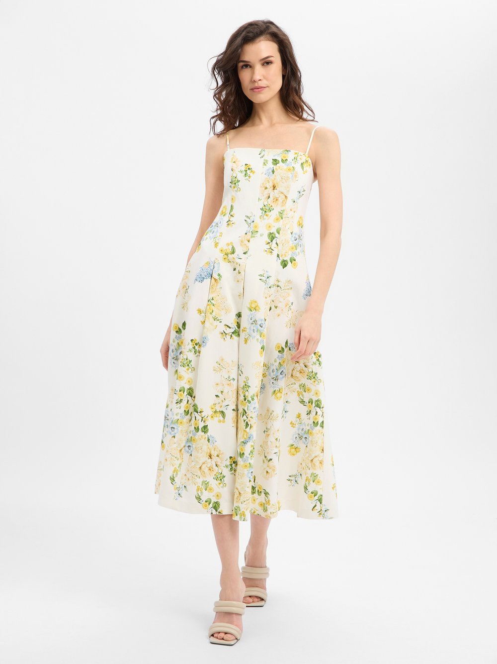 Marie Lund Abendkleid mit Leinen-Anteil Damen mehrfarbig gemustert, 40