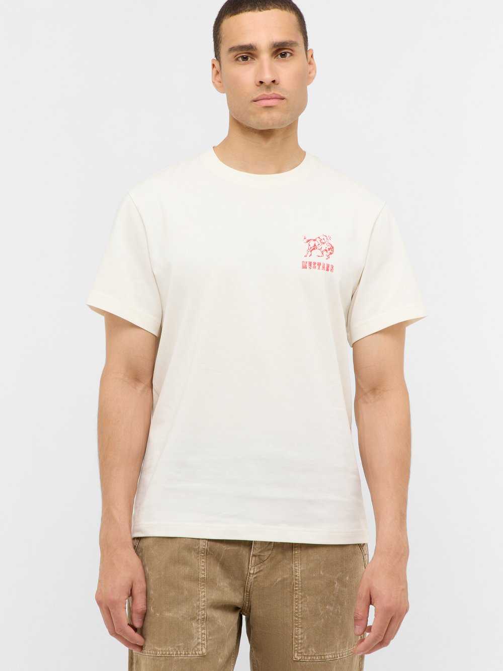 Thumbnail - Mustang T-Shirt Herren Baumwolle weiß, S