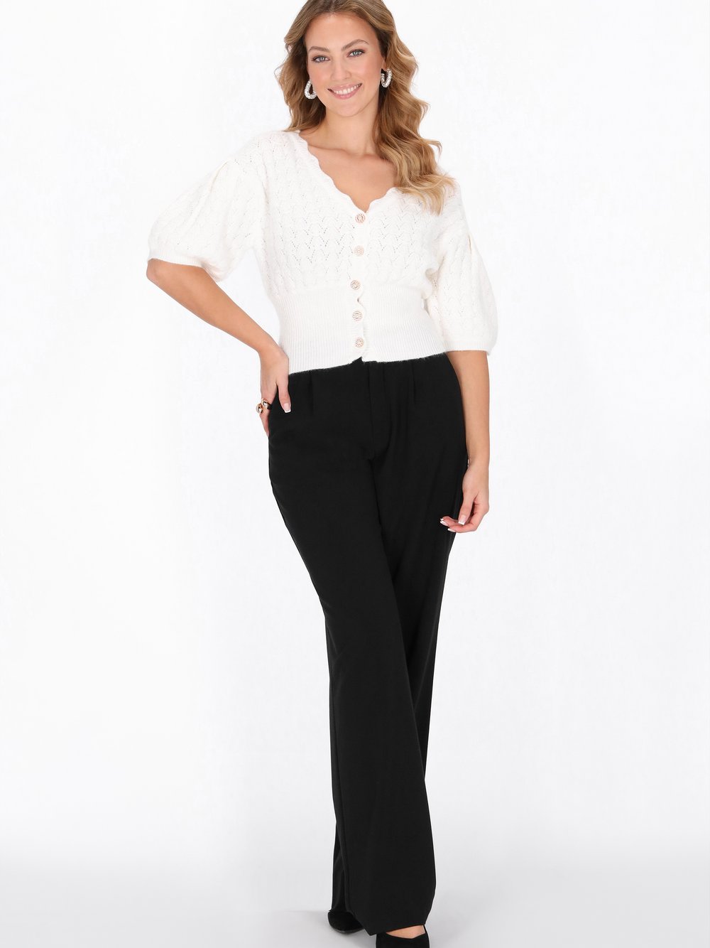 Faina Strickjacke Damen weiß, XS/S