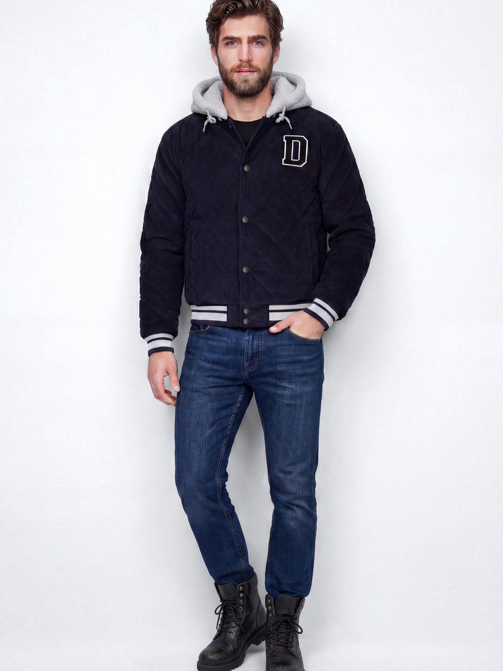 Dreimaster Jacke Herren Baumwolle blau, M