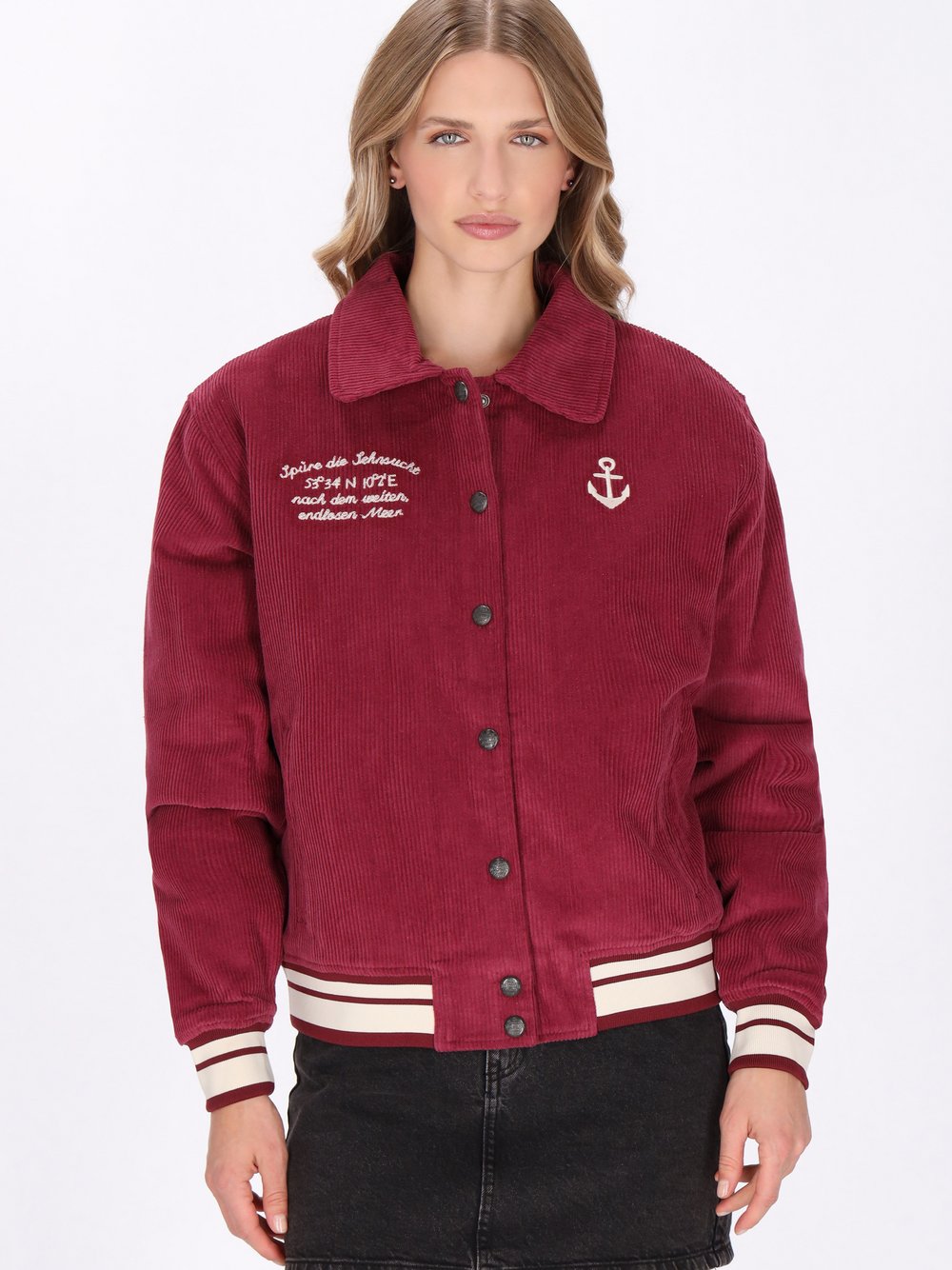 Dreimaster Jacke Damen Baumwolle rot, S