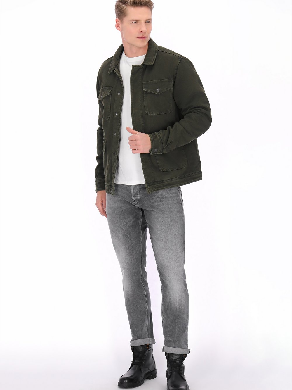 Dreimaster Jacke Herren Baumwolle grün, L