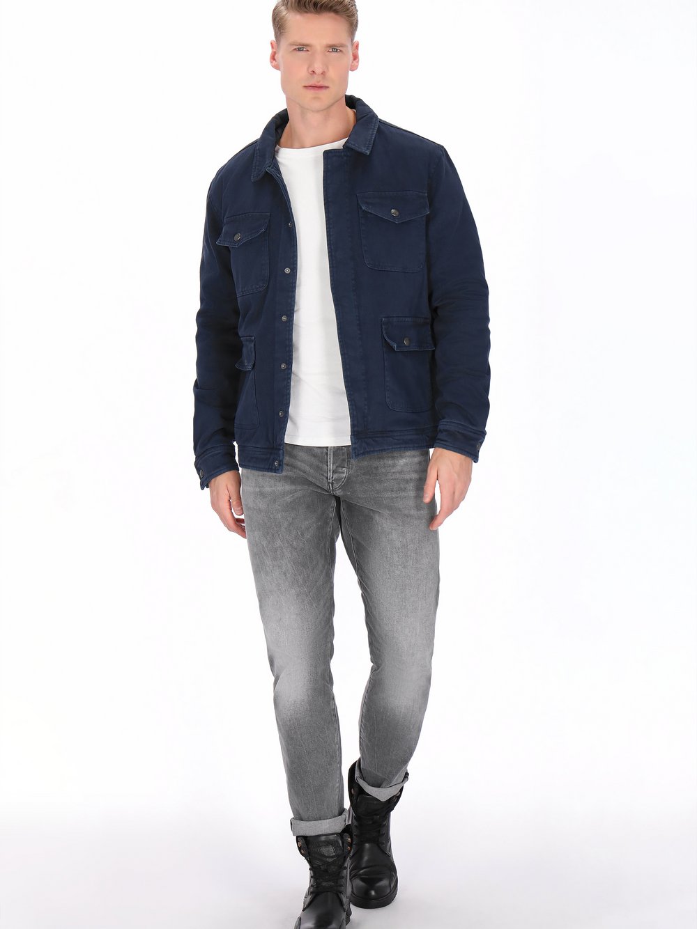 Dreimaster Jacke Herren Baumwolle blau, XL