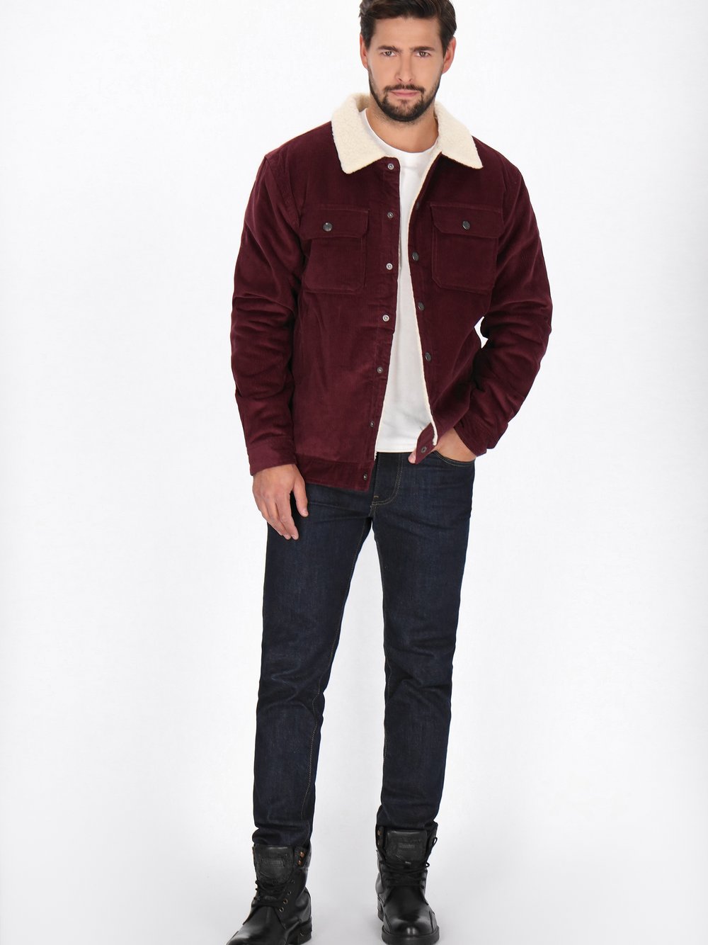 Dreimaster Jacke Herren Baumwolle rot, S