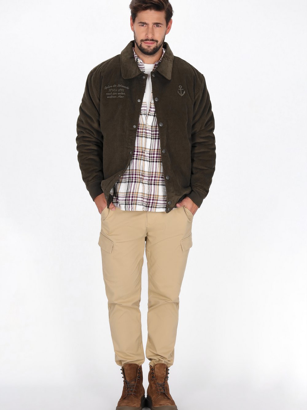 Dreimaster Jacke Herren Baumwolle grün, XXL