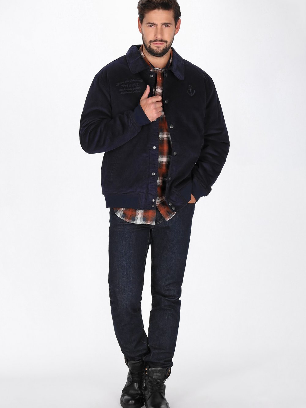 Dreimaster Jacke Herren Baumwolle blau, M