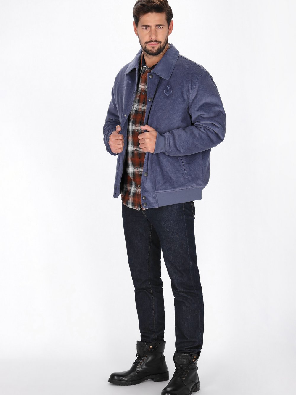 Dreimaster Jacke Herren Baumwolle blau, XXL