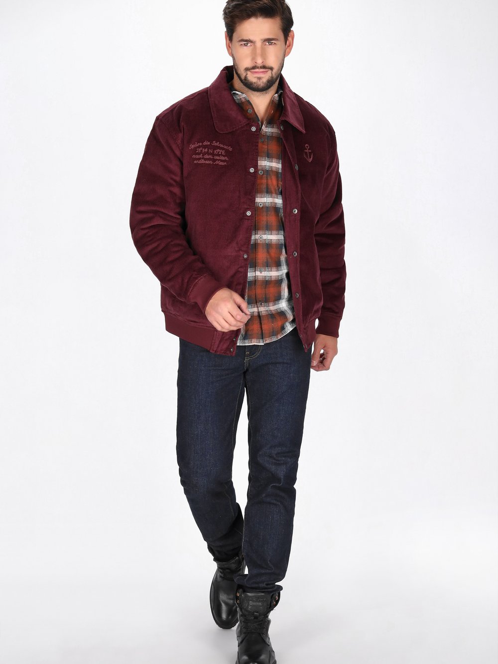 Dreimaster Jacke Herren Baumwolle rot, XXL